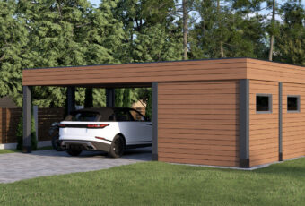 Навес для авто с хозблоком Горизонт